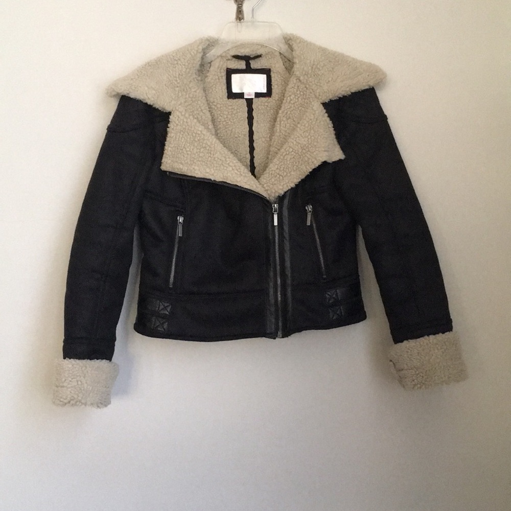 Faux shearling bomber jacket